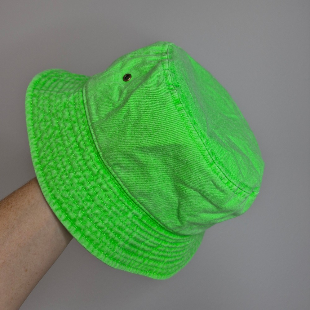 Newhattan Neon Lime Green Bucket Hat Mens Size L/XL Cotton Twill Festival Cap